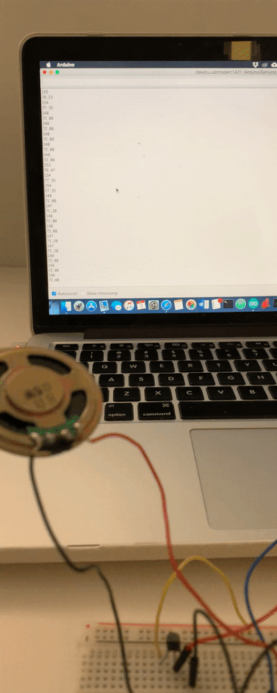 GIF of temperatures being read as I apply head to temperature sensor
