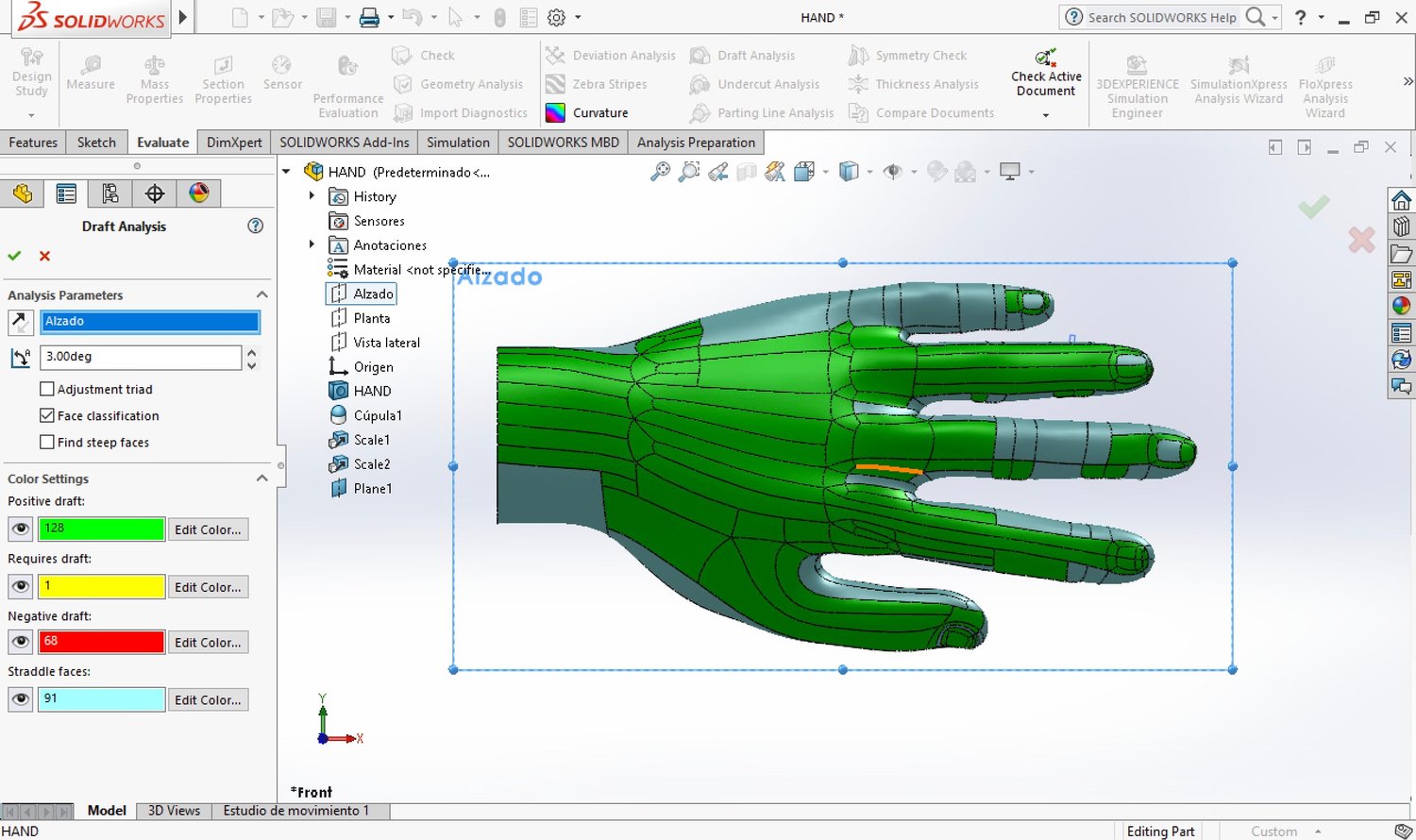Analysis of moldability along the z-axis