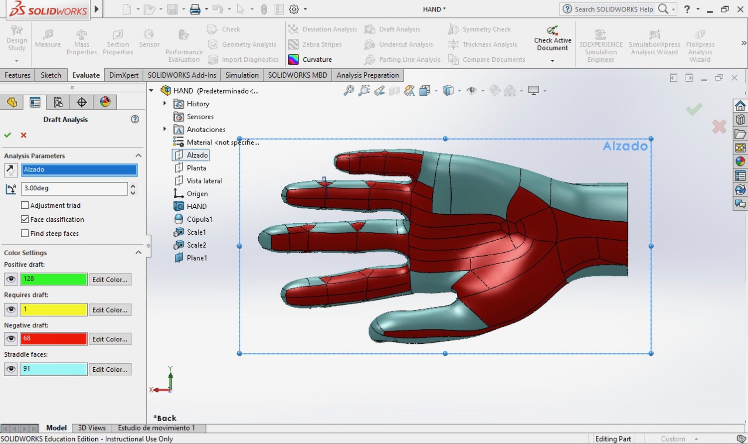 Analysis of moldability along the z-axis