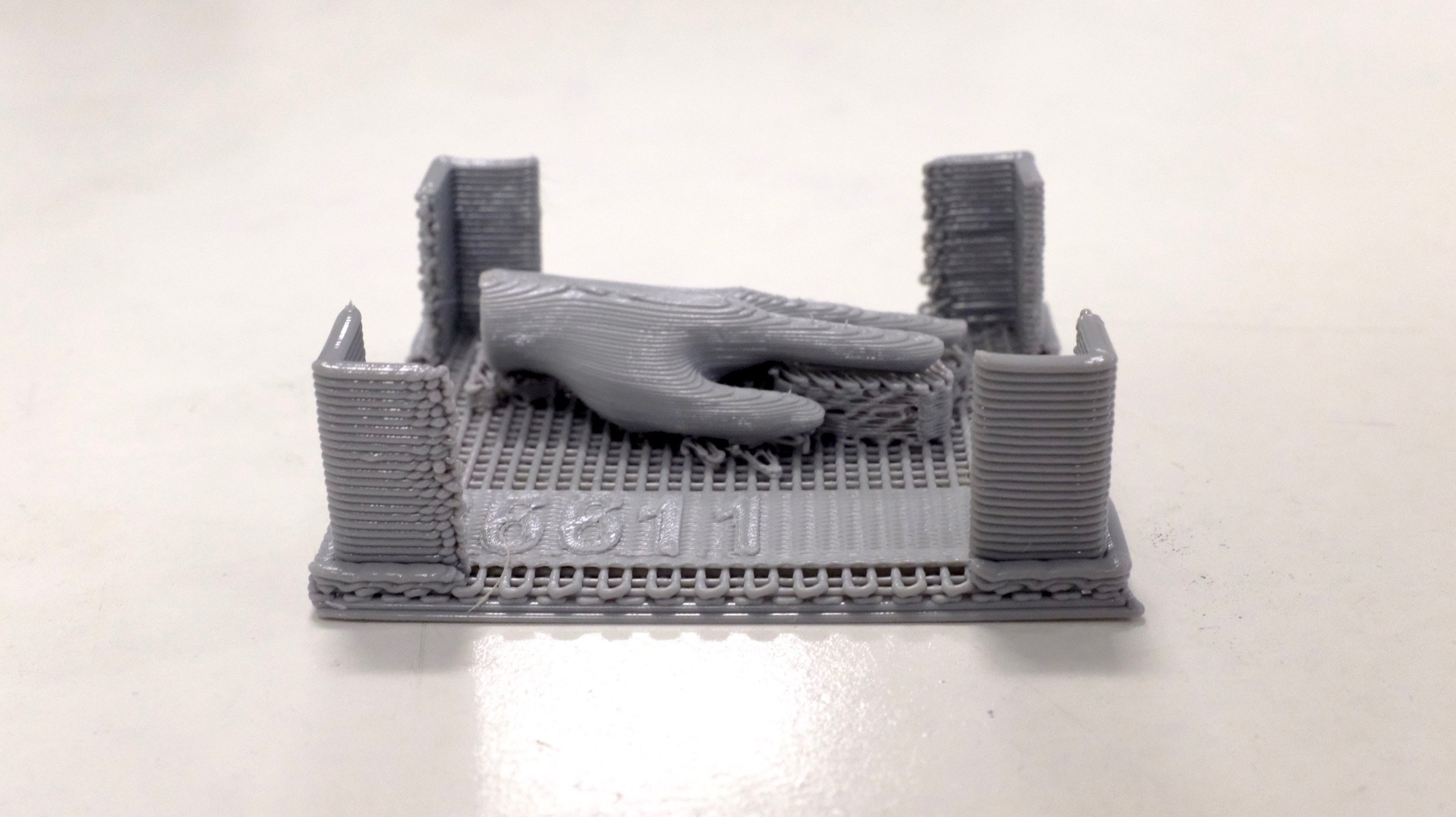 After printing, with support structure still attached