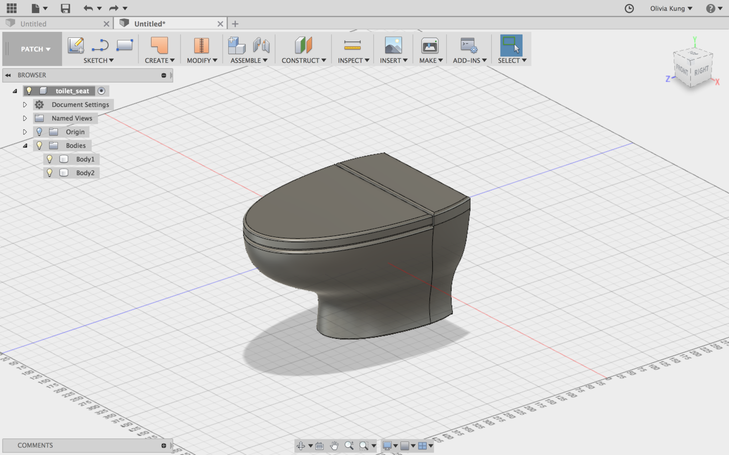 Original 3D view of toilet.