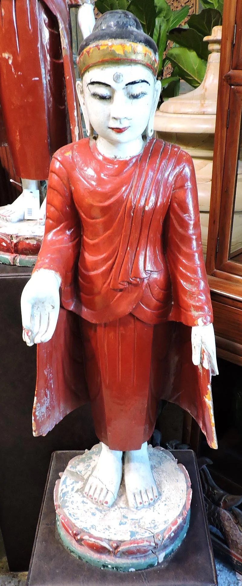Vintage Red Robed Buddhist Attendants, Burma