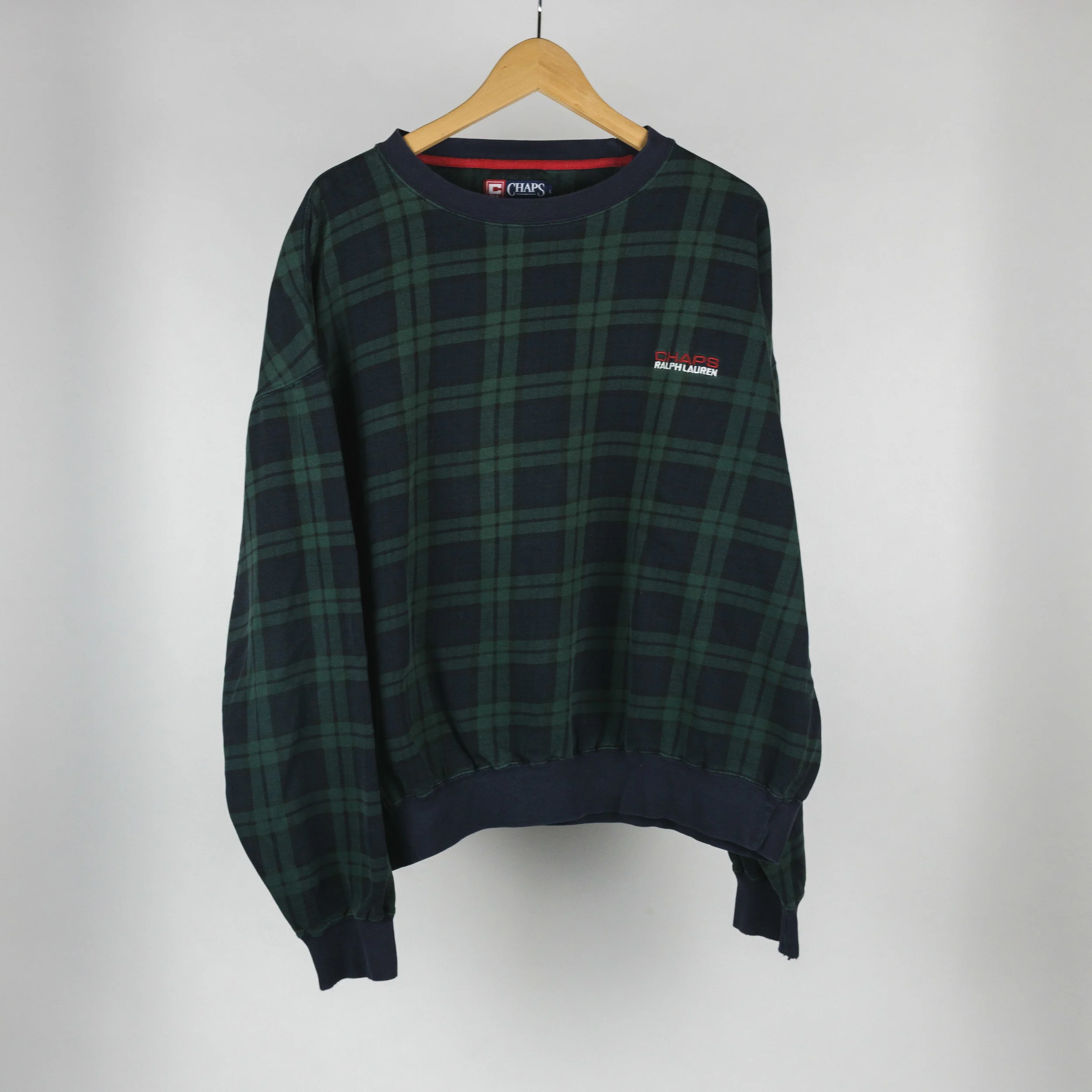 Sz L Vintage Chaps x Ralph Lauren Plaid Crewneck