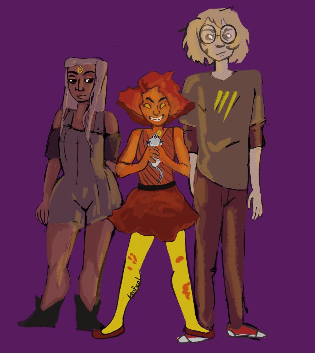 1. BRANDI!!! find them on twitter wow !!!! they’ve got such fun chunky paint art!, and have been a pretty cool friend to me!!! i love garbage drinker being held in the middle it’s so fun :’)!!!