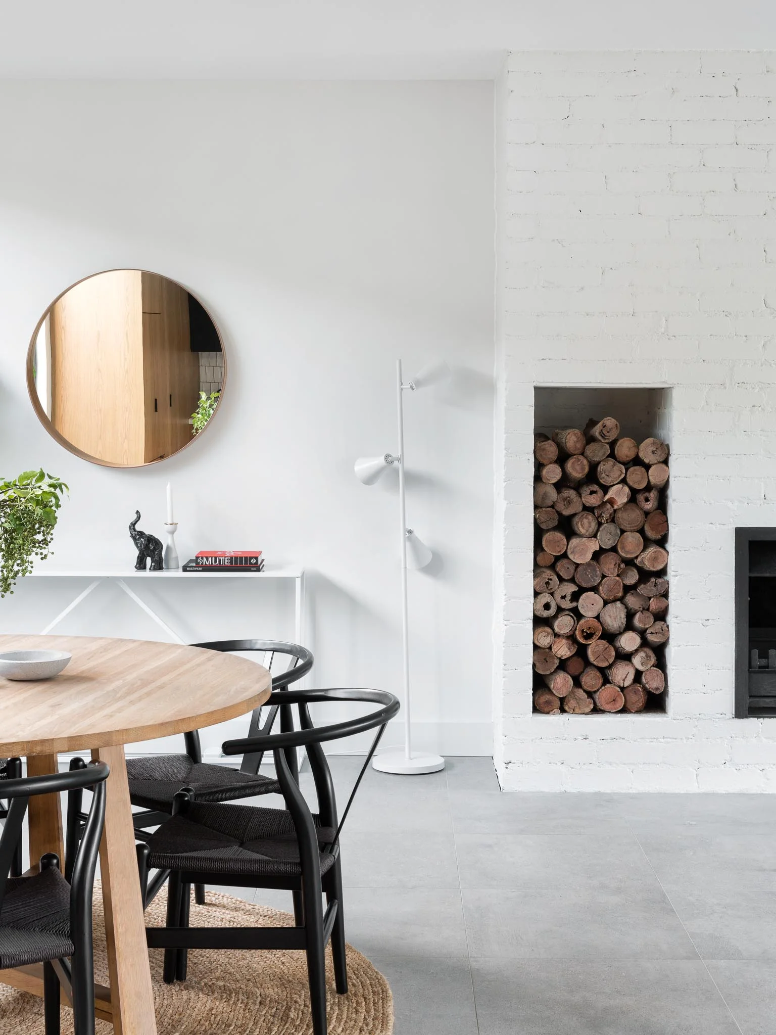 Both the table and fireplace are cut off