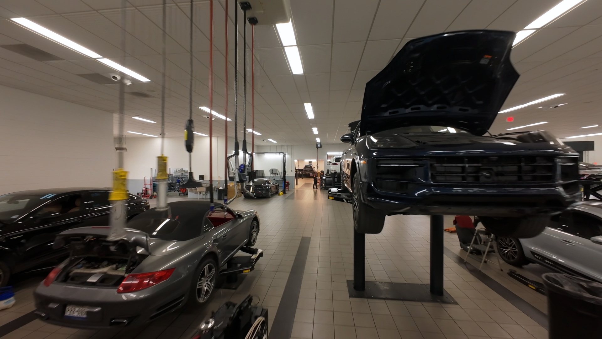 Porsche service center drone footage.