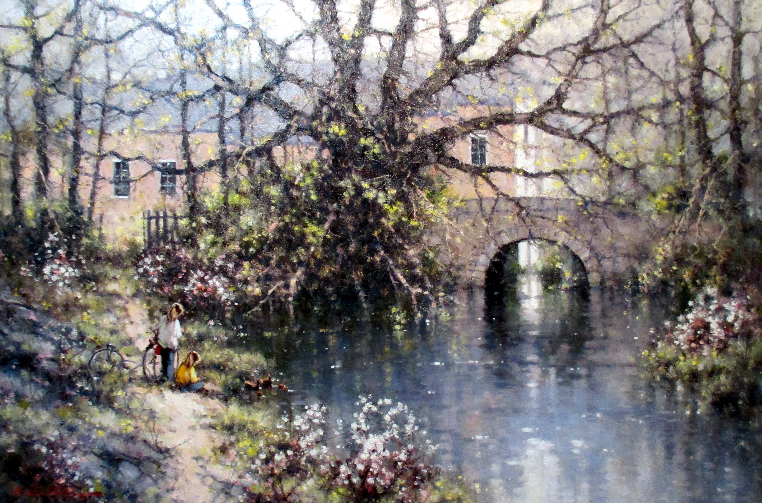 Spring Morning on the River Avon Salisbury England 51cmx 76cm $8550.JPG