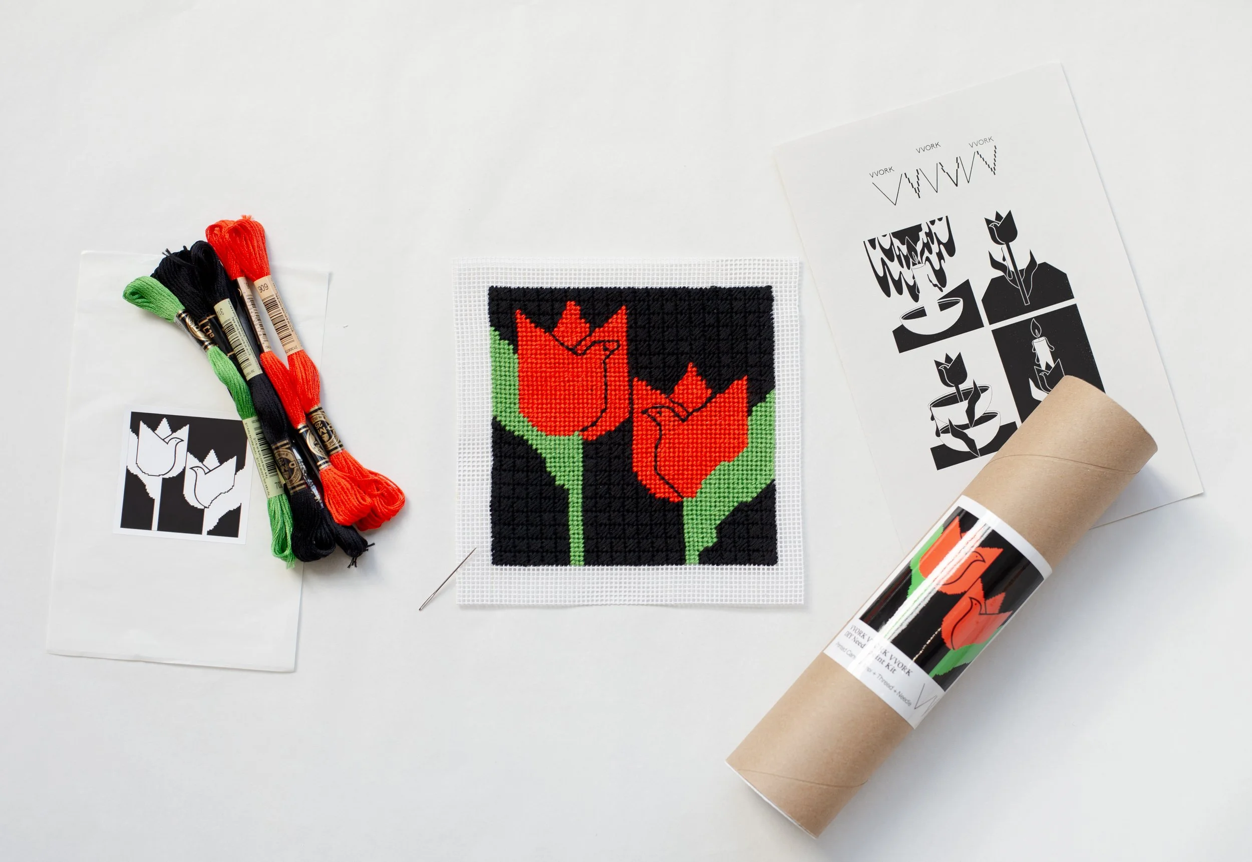 Perennial Resistance– Twin Tulips – DIY Needlepoint Full Kit