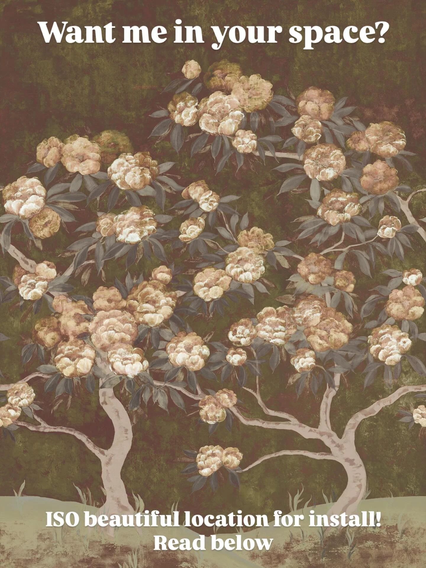 MEET PEONY!!! Our first house mural paper was hand-painted at full scale by LP founder Melanie and BEAUTIFULLY reproduced in the UK.

Here&rsquo;s the deal: we need a beautiful interior to photograph it in!! Interested? Please email photos and dimens