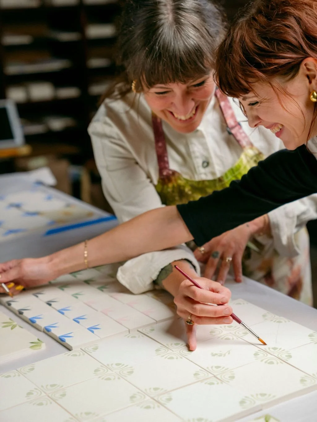 Our Portland studio is currently a 🏭 Tile Painting Factory 🏭 right now, so we thought we&rsquo;d do a hand painted tile appreciation post 🖌️ every single tile in a hand painted tile order is is first hand stenciled and then painted in 2-3 coats of