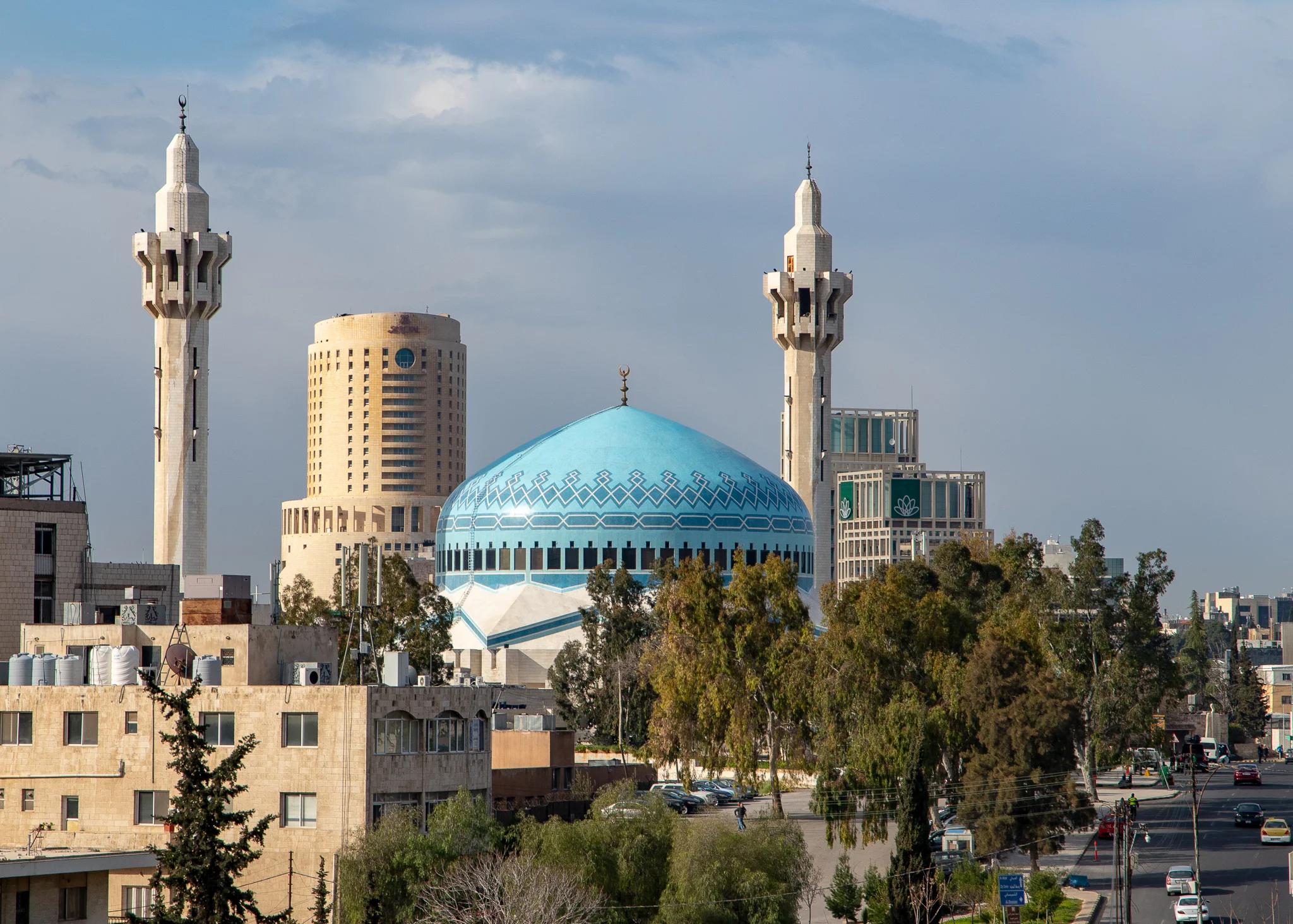 View across to the King Abdullah I Mosque