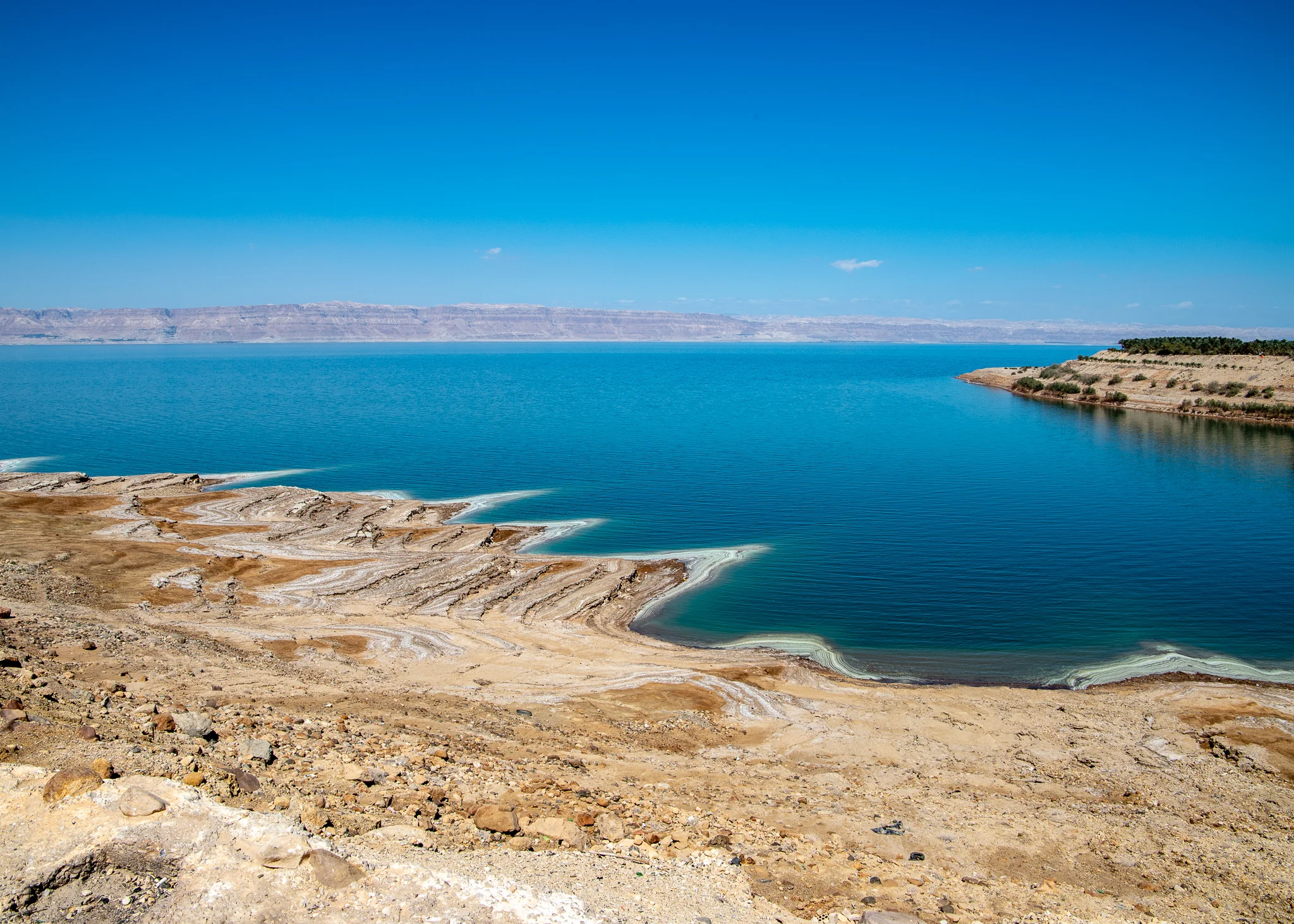 Salt deposits readily visible down at the shore