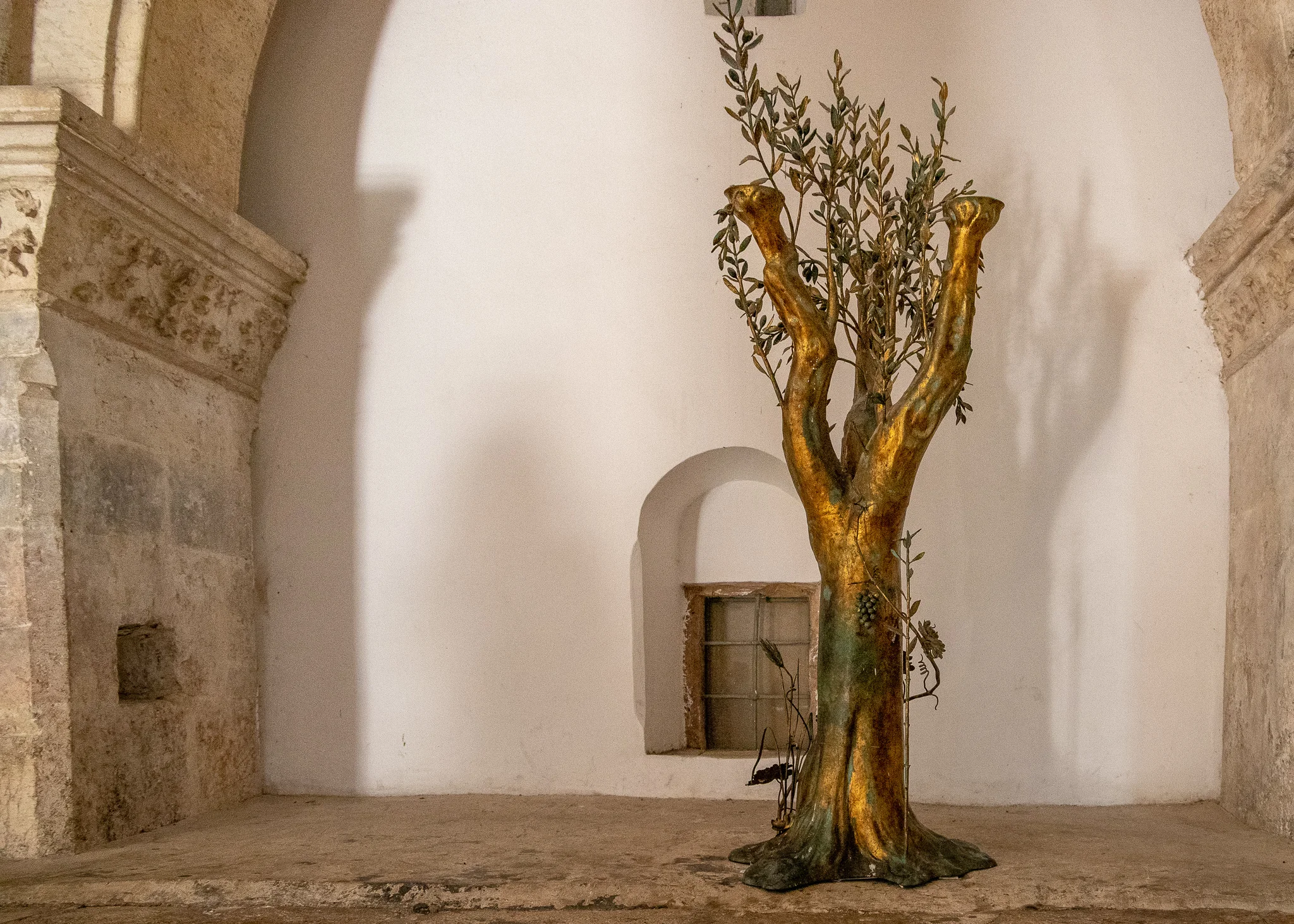 A bronze olive tree, hopefully symbolising future peace amongst the main Abrahamic religions