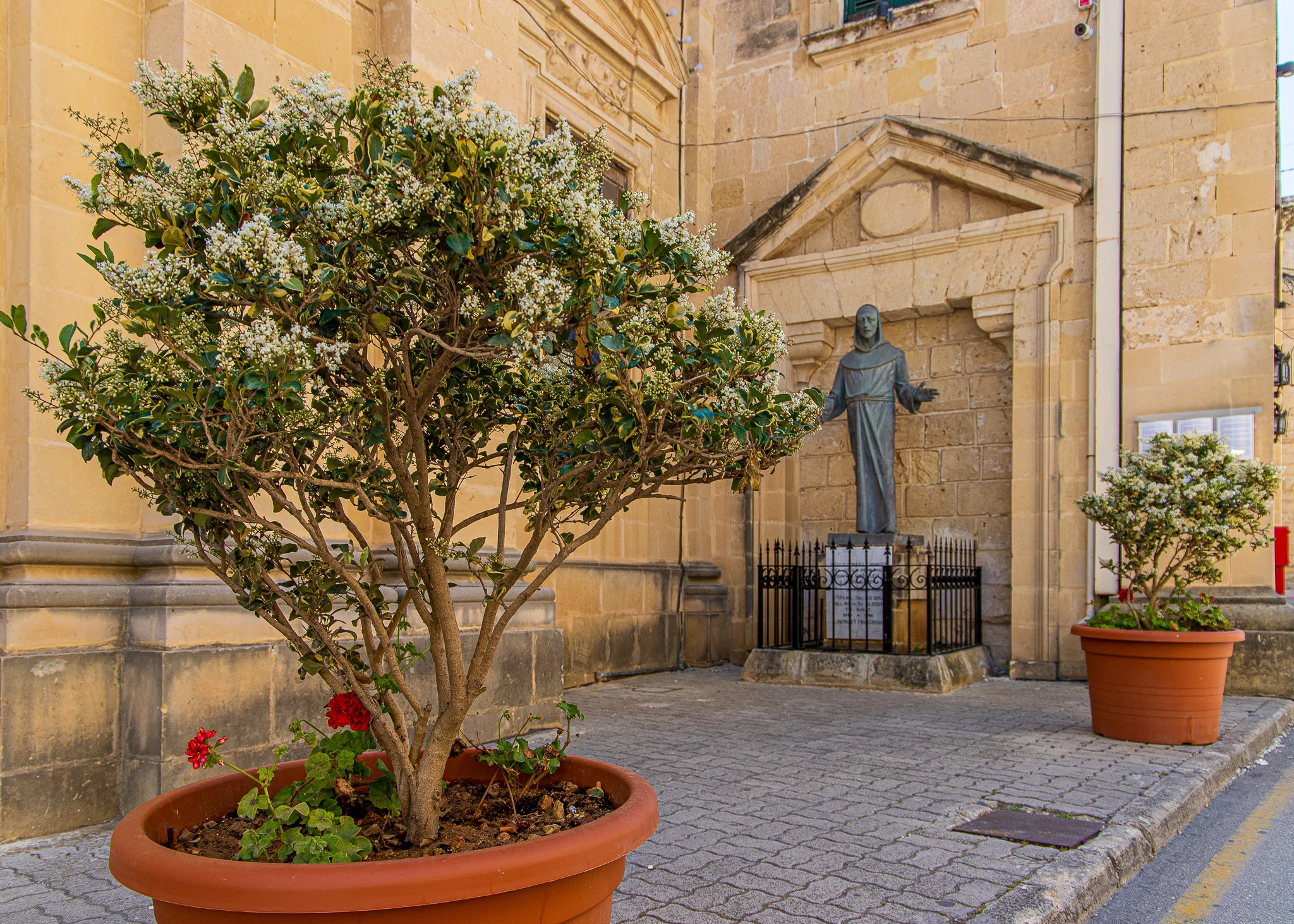 Outside the church