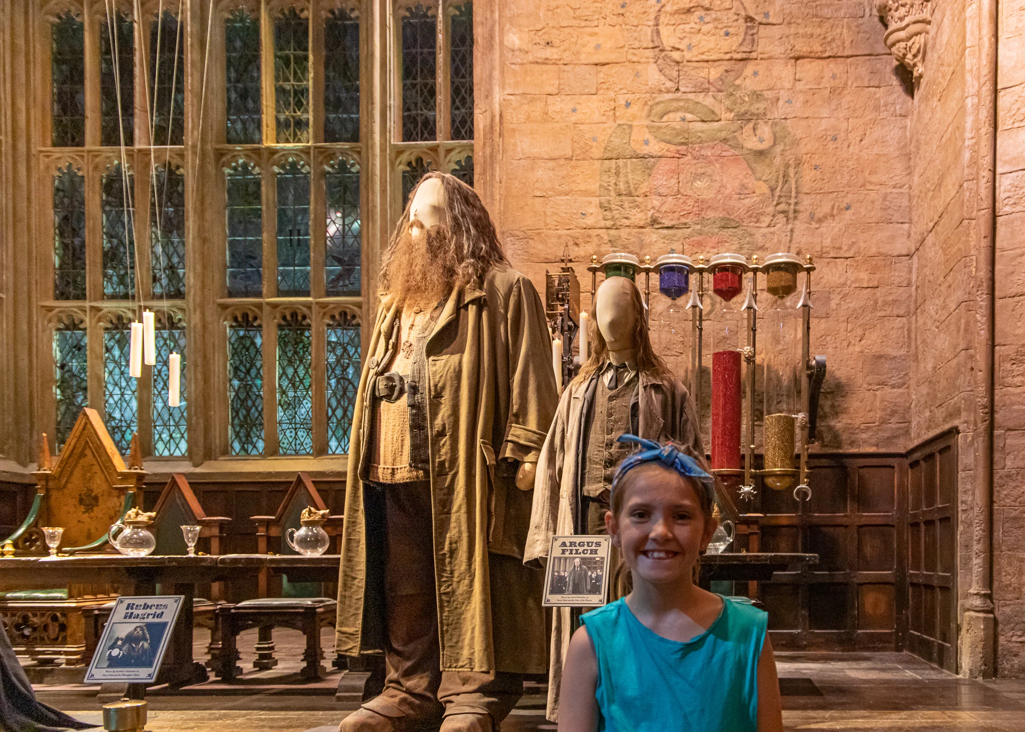 Belle with Hagrid and Filch