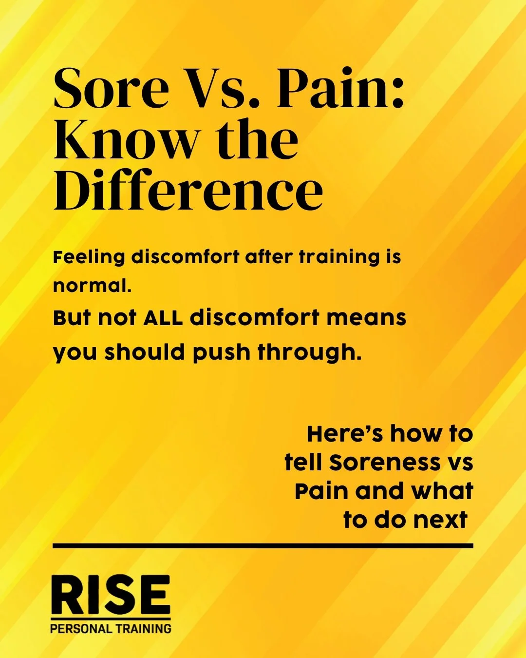 It&rsquo;s important to know the difference! Soreness is fine. Pain is NOT! 🛑💪