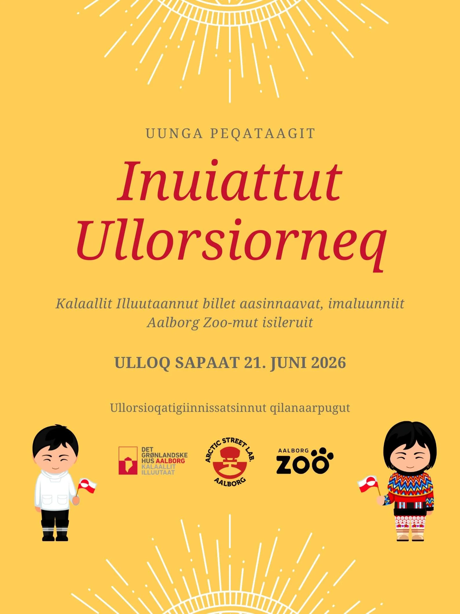 ✨☀️Program for nationaldag ☀️✨

Vi gl&aelig;der os til at fejre den vigtigste dag p&aring; &aring;ret, nemlig Gr&oslash;nlands nationaldag💛🇬🇱

S&aelig;t kryds i kalenderen s&oslash;ndag d. 21. Juni 
🌟Tjek programmet ud for dagen her 

Vi ses til 
