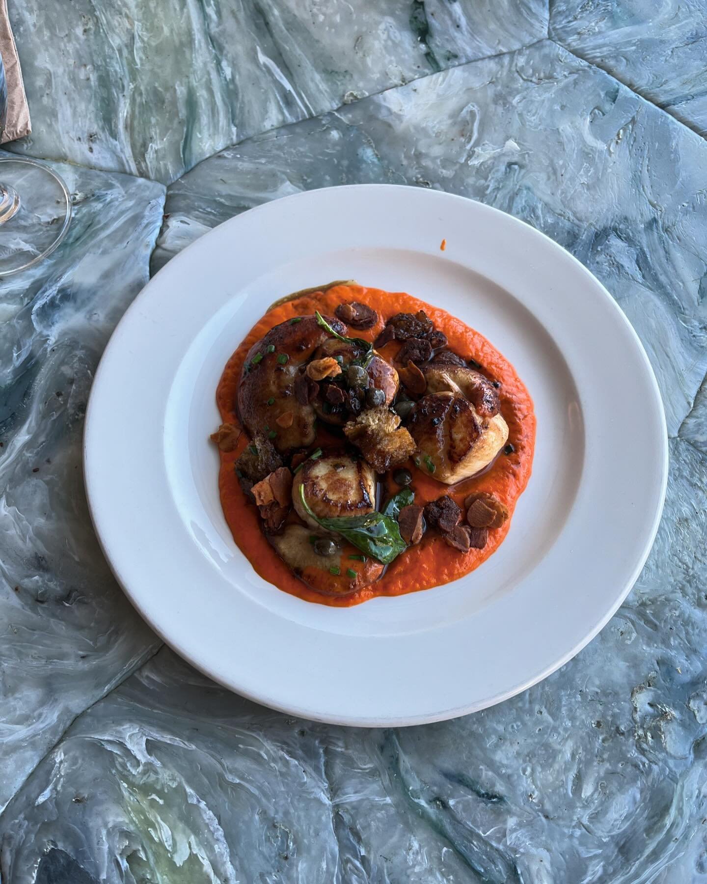 Scallops, red pepper and almonds. Summer is nearly here&hellip;