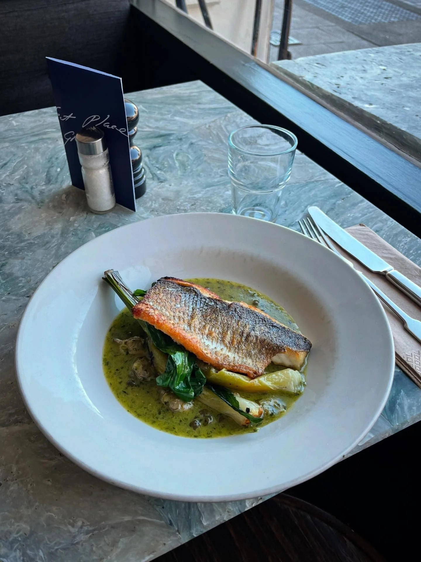 Sea bass, leeks and tarragon&hellip;.