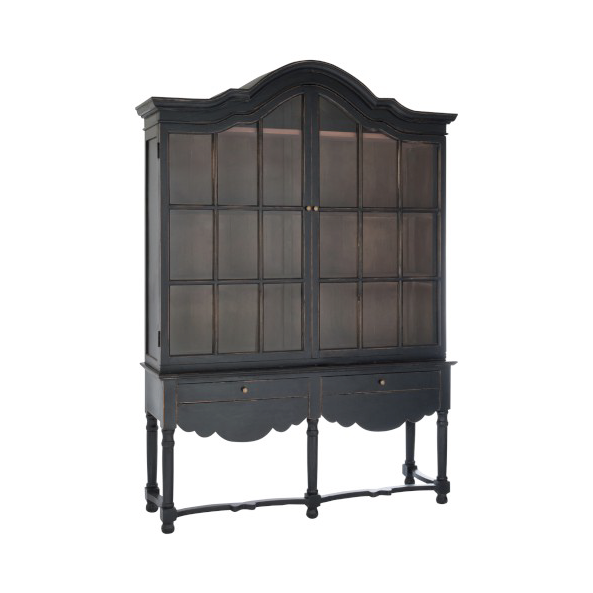 Display Closet 2 Shelves & 2 Drawers Wood / Glass, Cream, 17048x238CM (available in Ivory & Black)