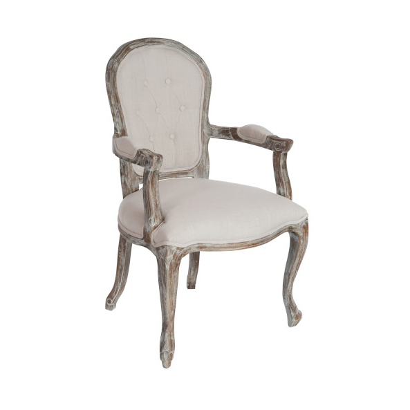 Arm Chair Button Louisa Oak Beige (also available in Taupe & Brown)