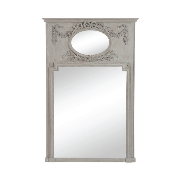 Oval & Rectangular Mirror, Flower, Wood, Antique Taupe, 106x160CM