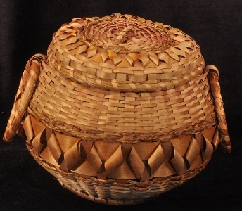 Black ash and sweetgrass basket