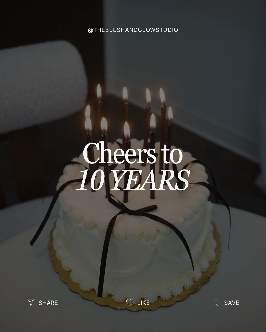 CHEERS TO 10 YEARS 🥂🪩✨

In honor of this INCREDIBLE milestone, we wanted to give back to YOU for all the ways you have blessed us over the last 10 years of business here at Blush and Glow. Swipe to see what we will be doing each day next week in ho