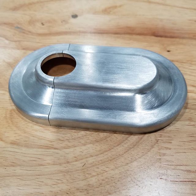 A custom escutcheon to hide some ugliness on a door. These are off to get a brushed nickel finish to match the customers lockset.

#custom #escutcheon #cncmachining #cnc #machining #gofab