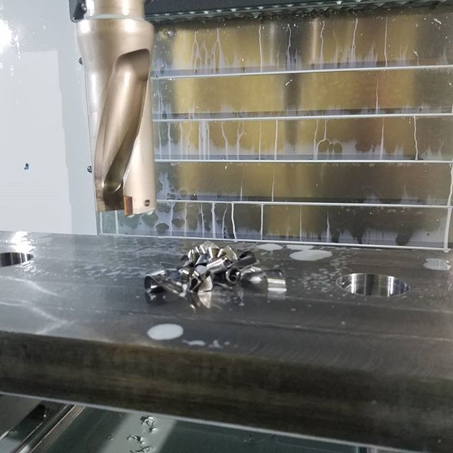 1.7 inch diameter holes in 1.5 inch thick mild steel in just a few seconds.  Look at those big chips!

#cncmachining #cnc #machining #drilling #custom #gofab