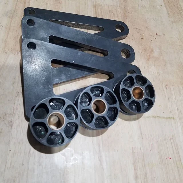 Whipped up some blackened steel brackets and wheels for a sliding barn door installation. 
#hardware #barndoor #barn #rustic #cnc #machining #lathe #patina #custom #gofab