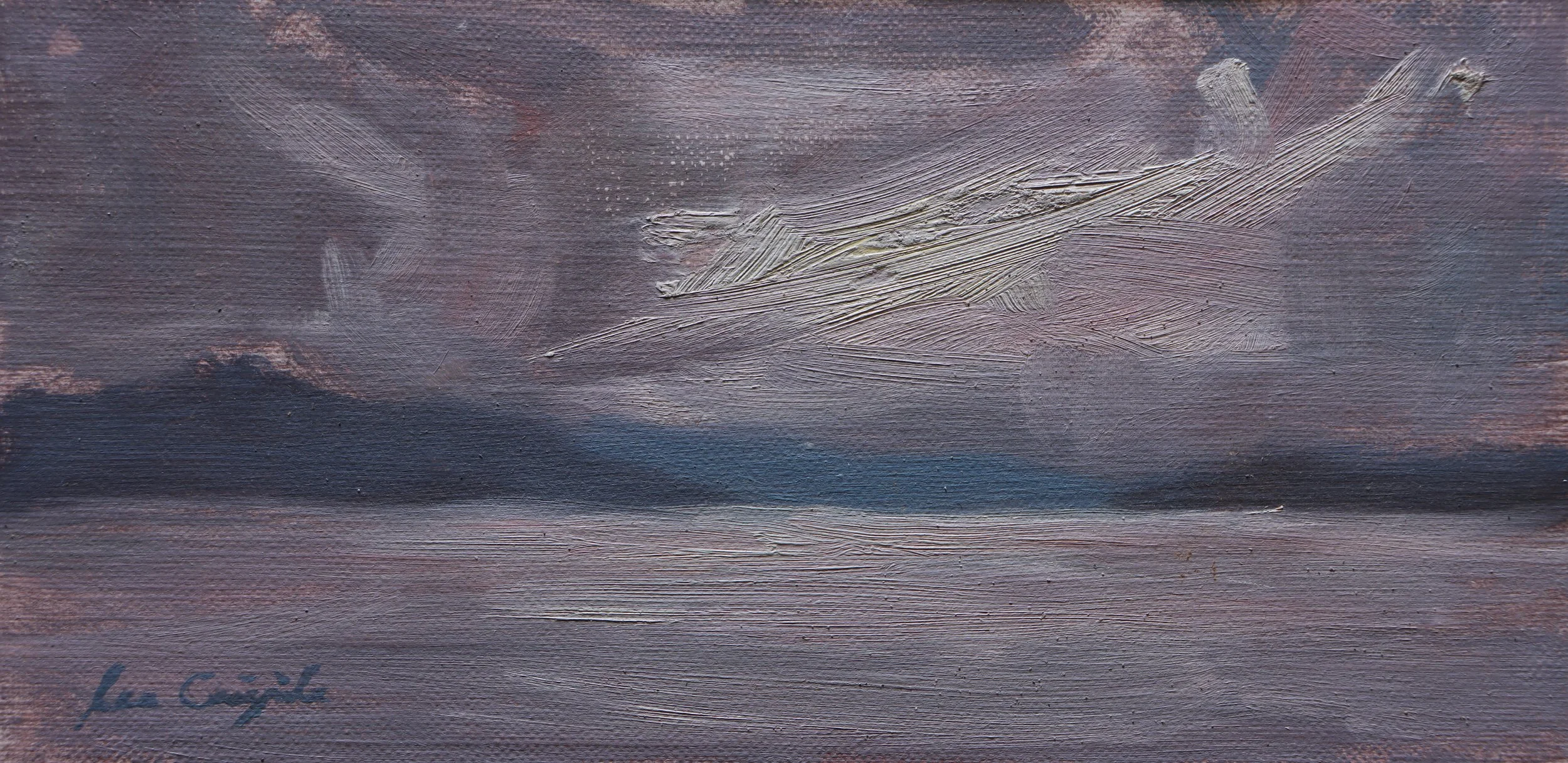 moody seascape, west coast Scotland art, minimalist painting, coastal landscape, Scottish shoreline art