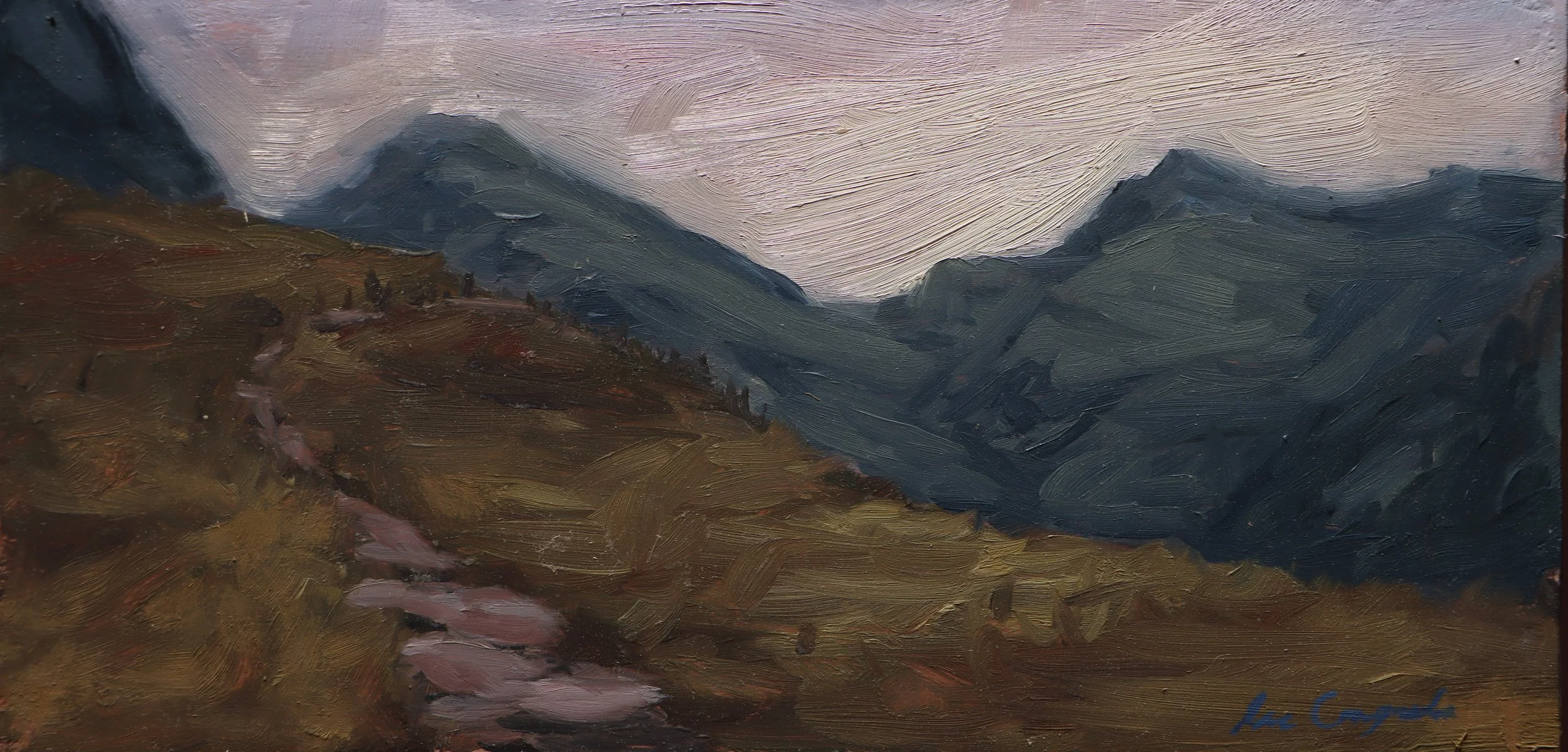 Ben Nevis painting, Scottish mountains, Highland trail art, dramatic Scottish landscape, mountain artwork