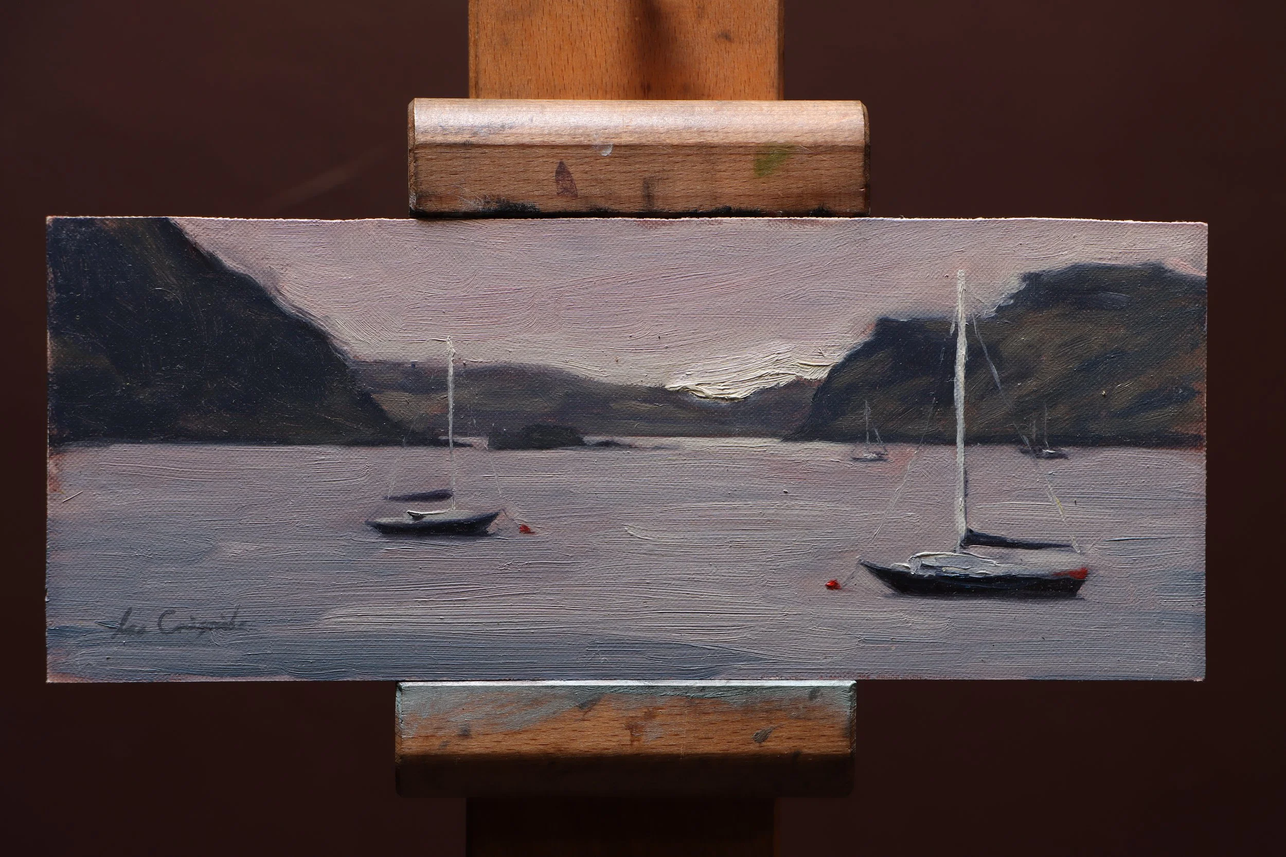 Portree painting, Skye art, harbour scene, Scottish island painting, coastal village artwork