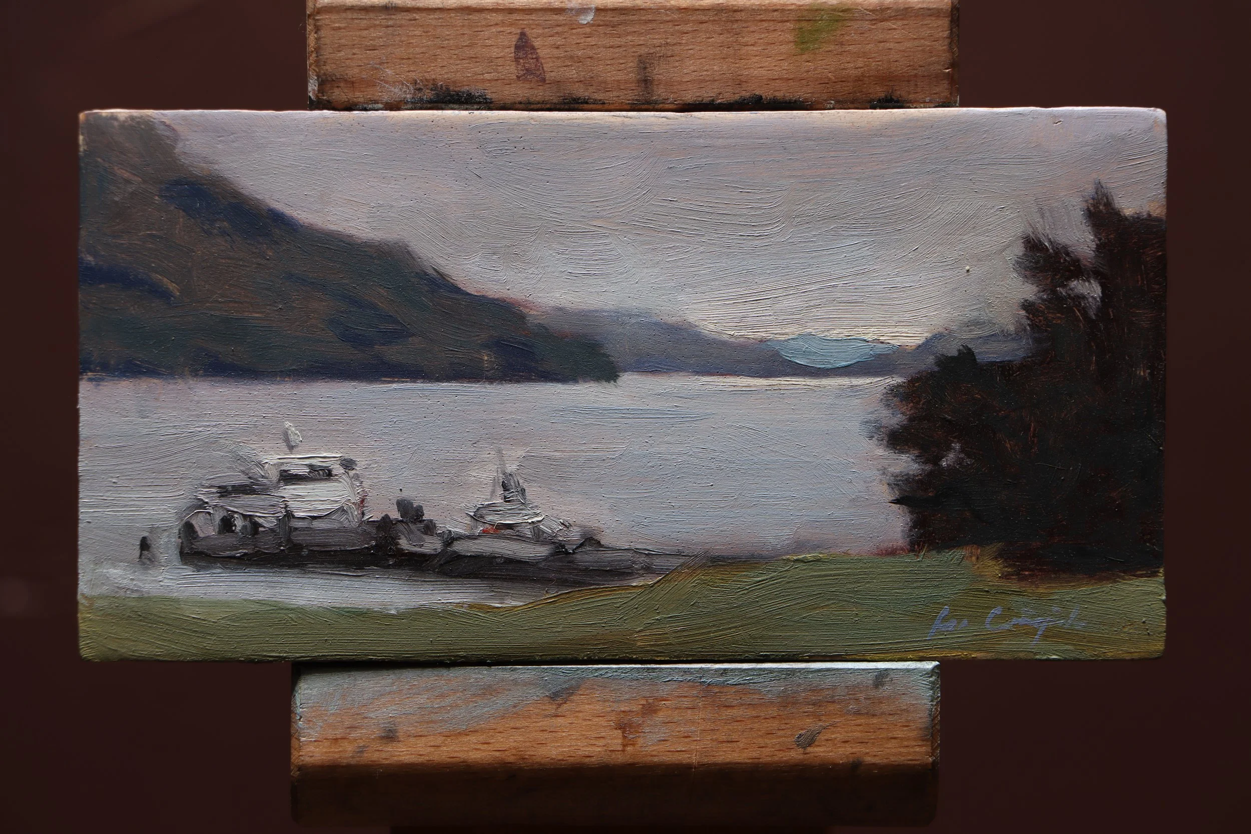 Tarbet painting, Loch Lomond art, Scottish scenery, Highland landscape painting, atmospheric art