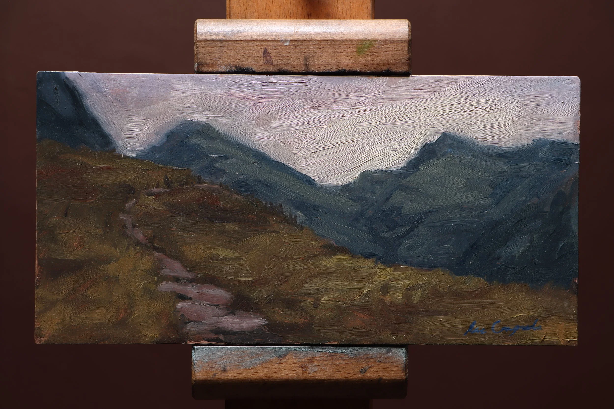 Ben Nevis painting, Scottish mountains, Highland trail art, dramatic Scottish landscape, mountain artwork