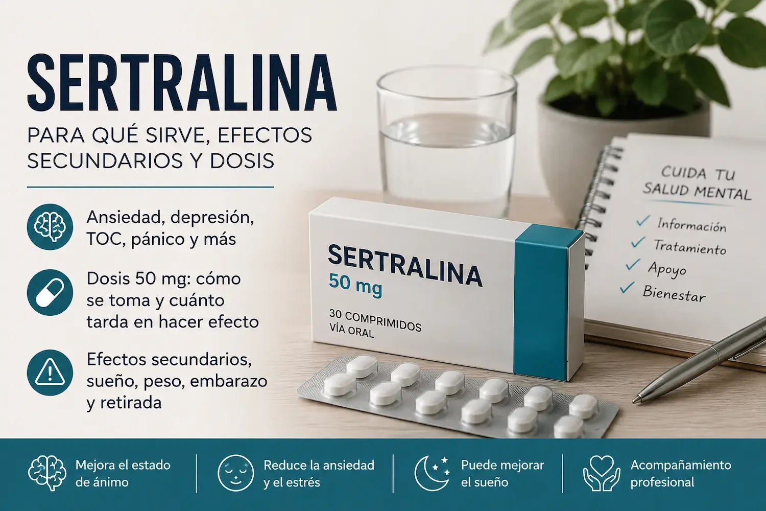 Sertralina: para qué sirve, dosis y efectos secundarios