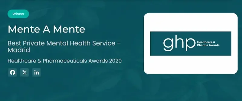 Premio mejor servicio de salud mental privado en Madrid 2020