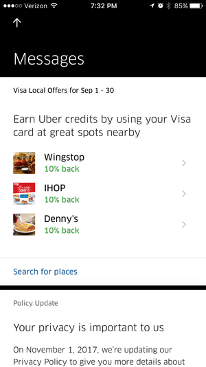 Visa Local Offers >> Visa Local Offers With Uber Robert True Visa Local Offers >> Visa Local Offers With Uber Robert True