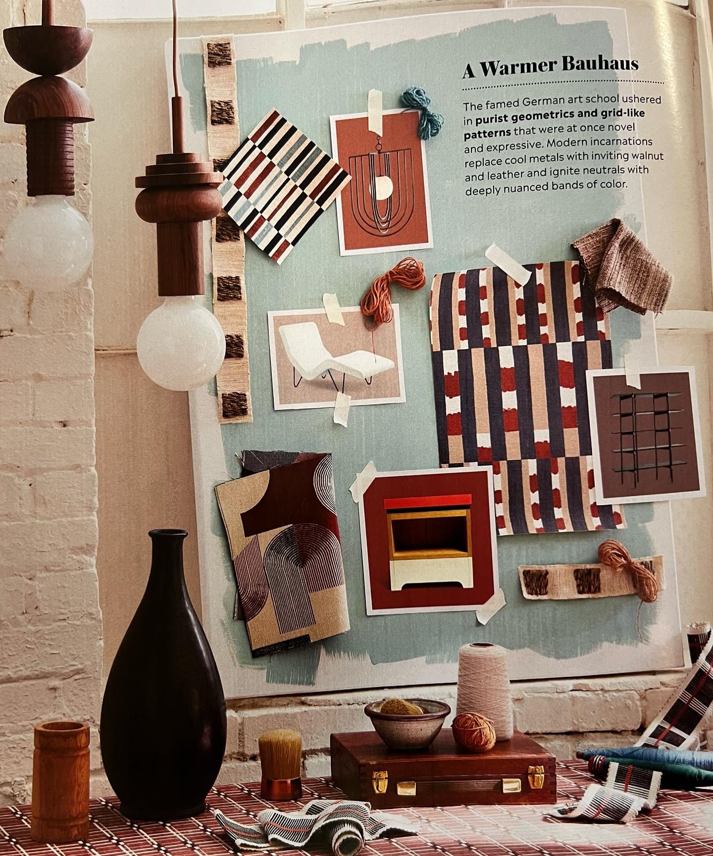 Bauhaus was certainly inspiration for our Otto print included in Design Inspirations from 4 Art Movements seen in the current issue of @verandamag. (Also shown is our Marfa linen/wool weave)