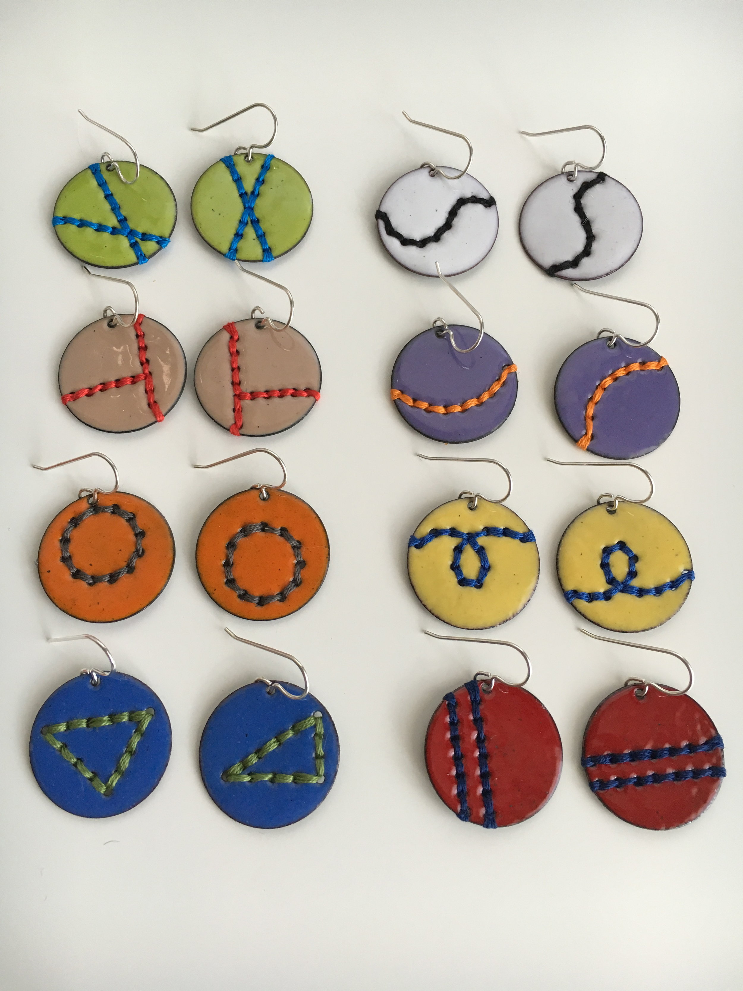 Stitched Disc Earrings
