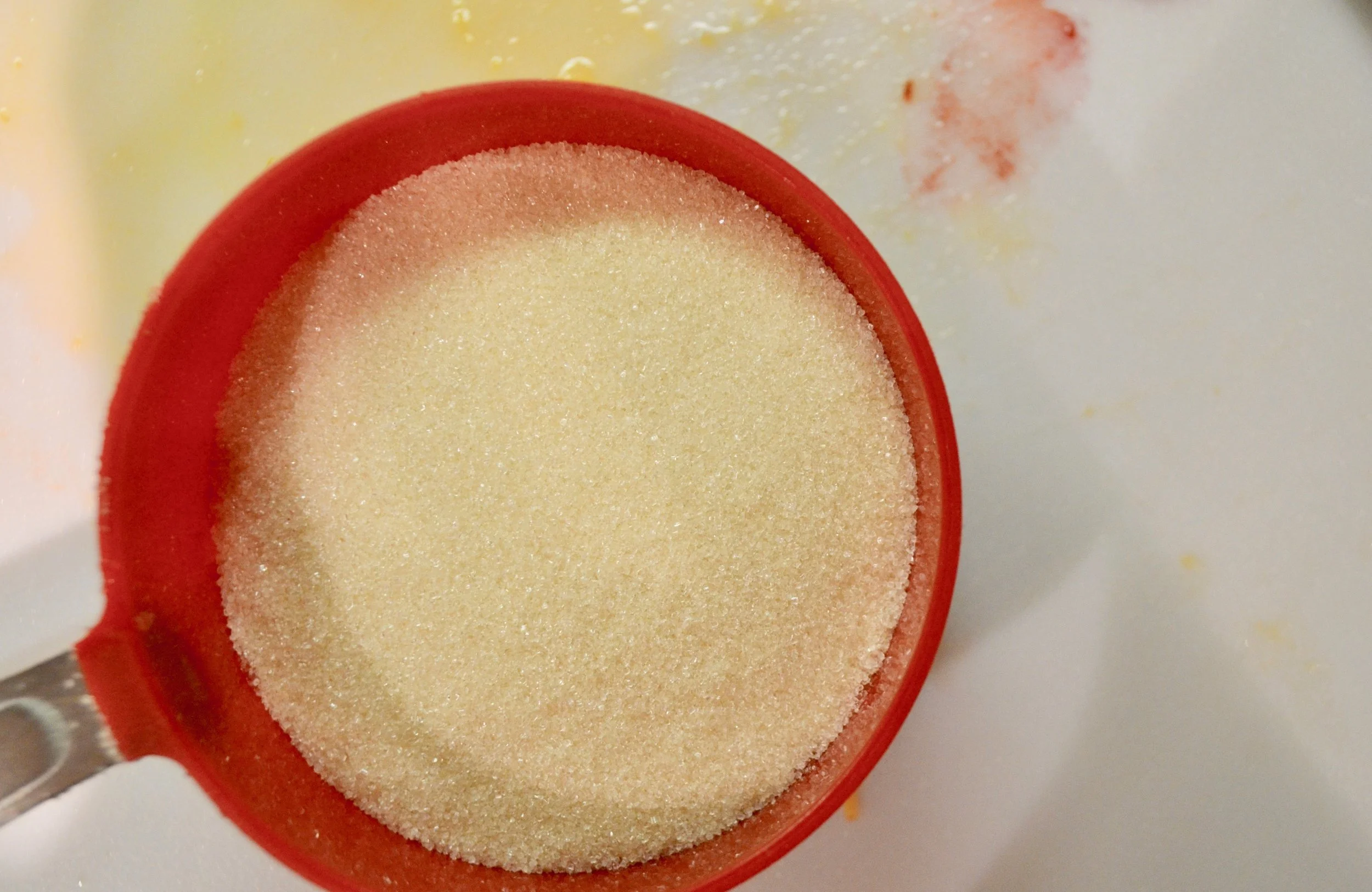 I used Florida Crystals sugar but you can opt for any sugar. I used a little under a cup for around a gallon of water and fruit.