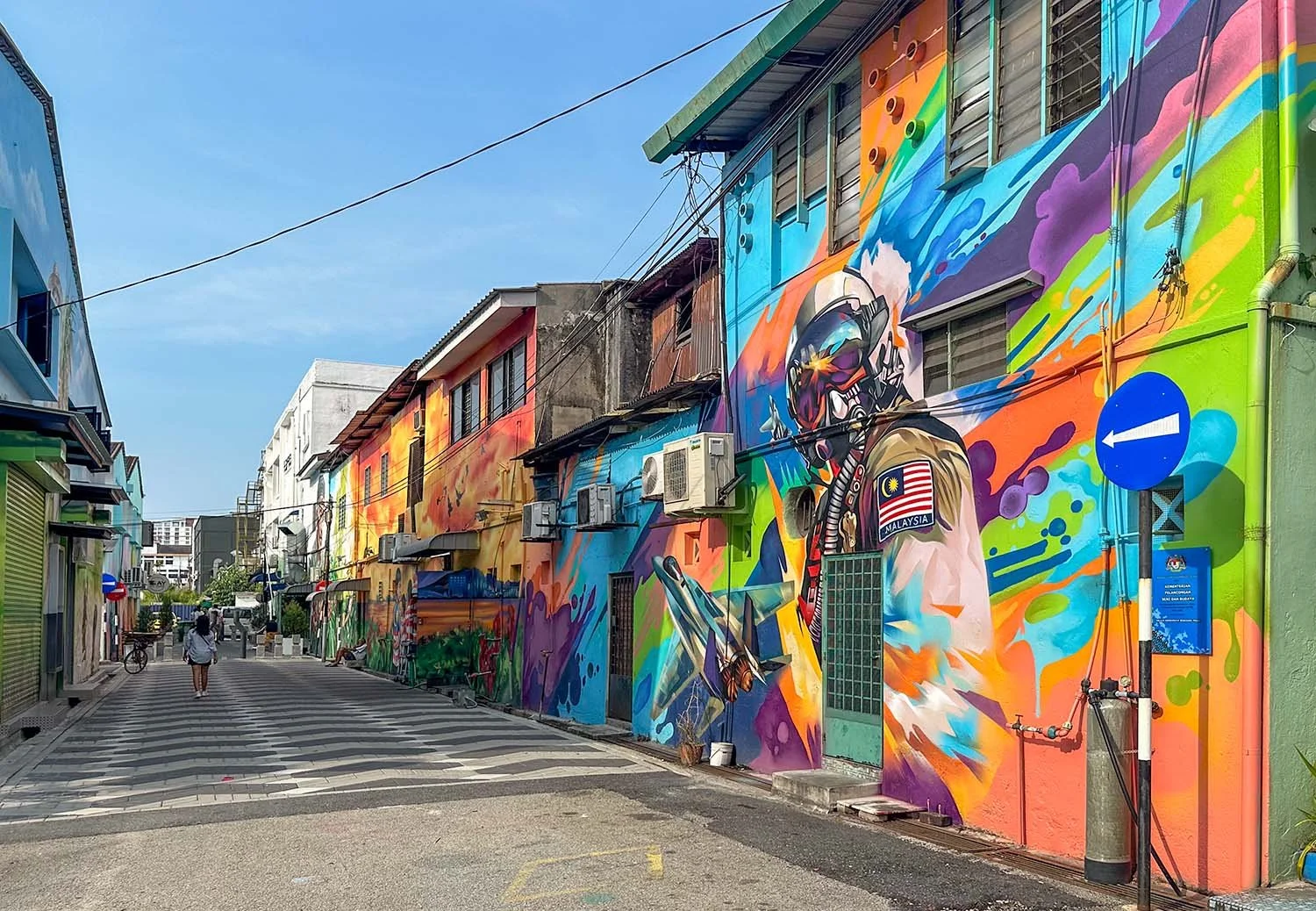 Colourful street art in a back alley in Butterworth, Malaysia.