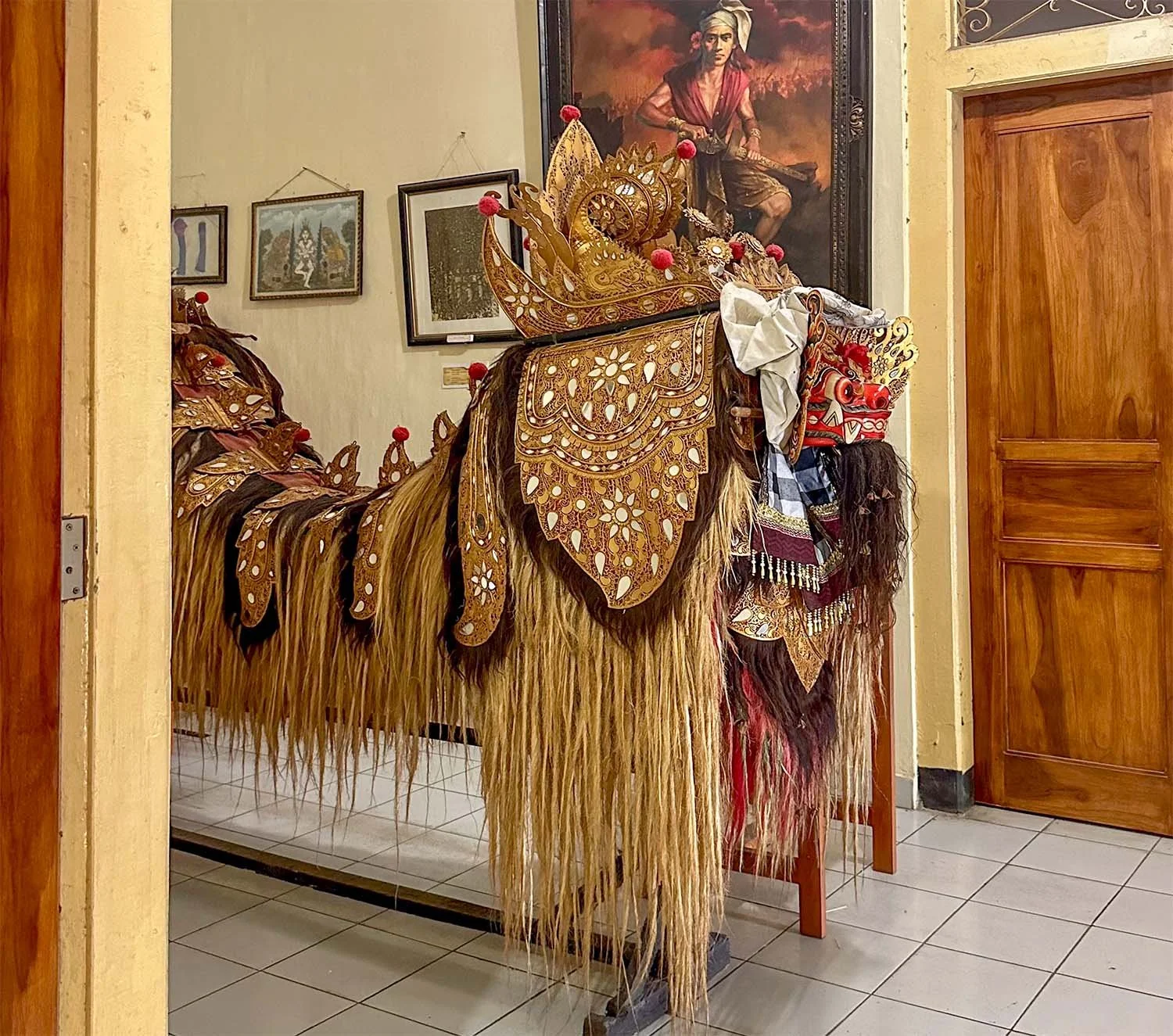 View of the front half of a Lembu Suana inside the Buleleng Museum in Singaraja, North Bali.