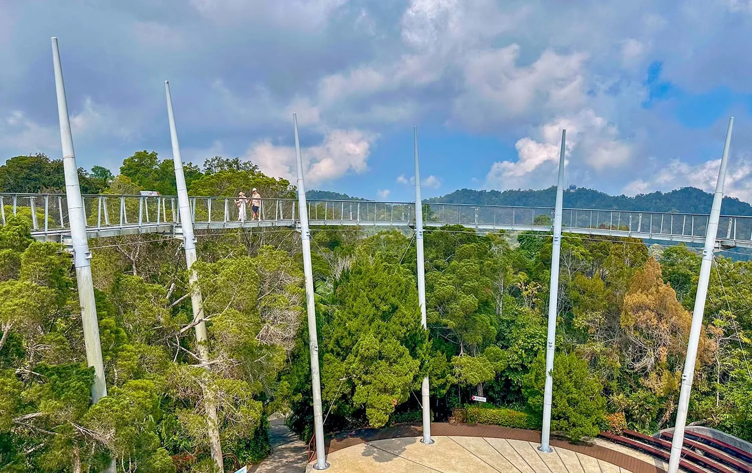 Wide view of ne section of the Curtis Crest Tree Top Walk at Penang Hill, Penang Island, Malaysia.