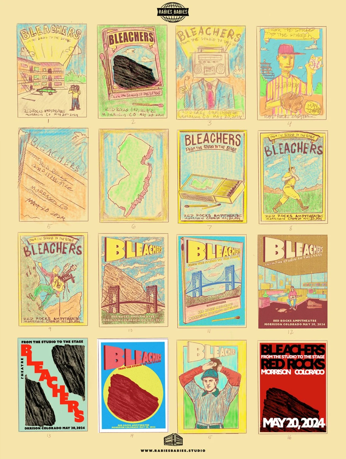 The Bleachers Poster Thumbnail Sketches