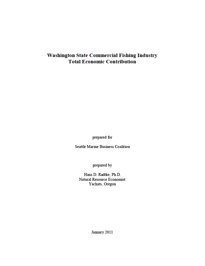 Washington State Commercial Fishing Industry Total Economic Contribution