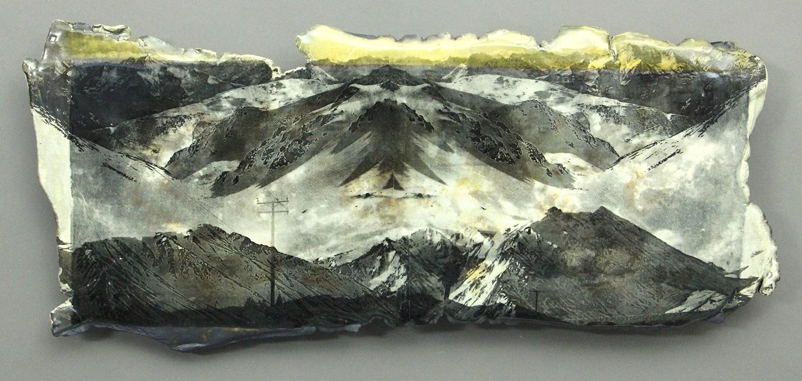  HORIZON Cone 5 clay, litho transfer, underglaze, oxides, glaze, decals 9.5”x21.5”x1.5”     2017  &nbsp; 