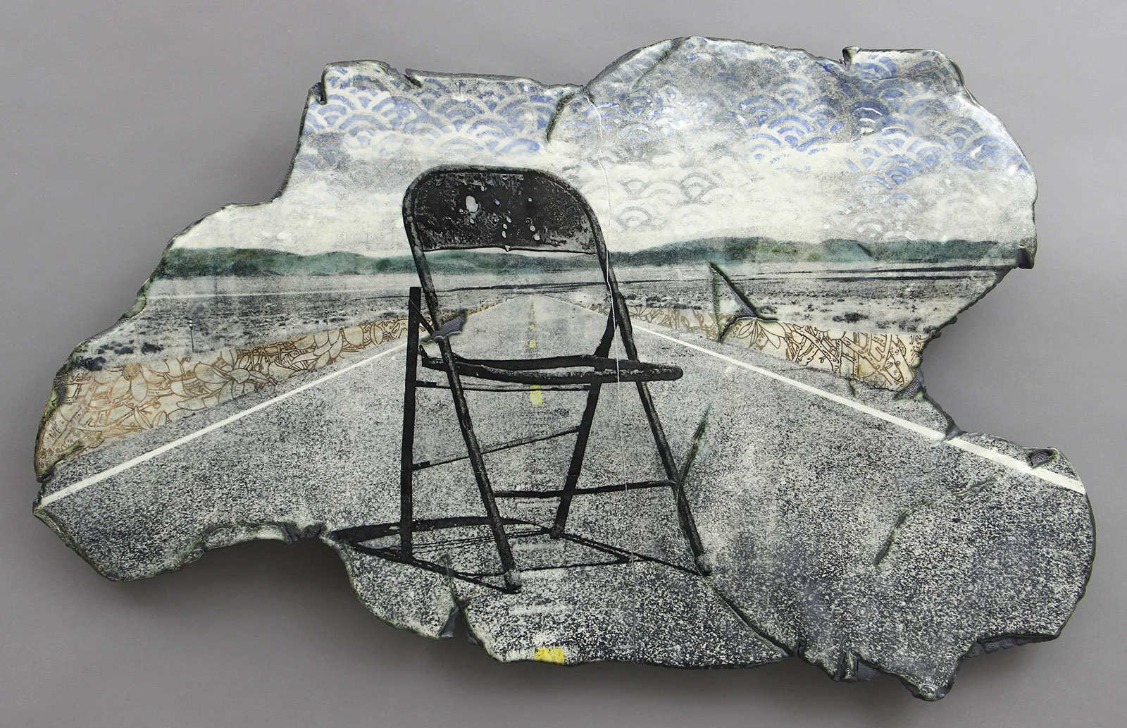  PRESENCE Cone 5 clay, litho transfer, underglaze, oxides, glaze, decals 17”x27”x2”     2018 