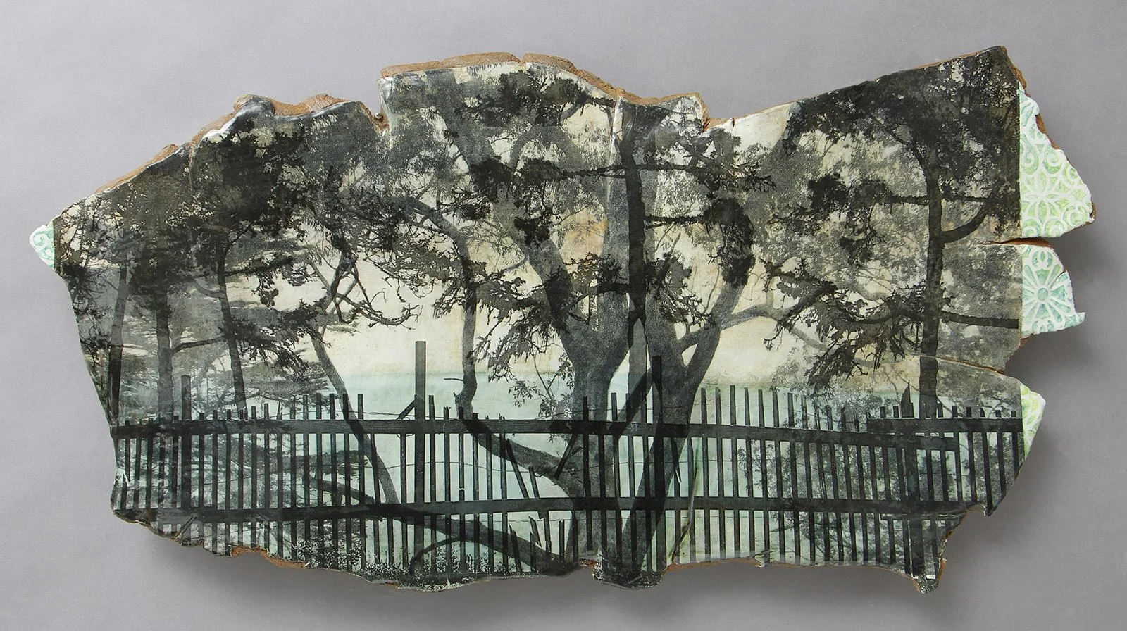  VERSCHÖNERUNGSWEG Cone 5 clay, slip, underglaze, litho transfer, oxides, glaze, decals 29”x16”x2”     2021 